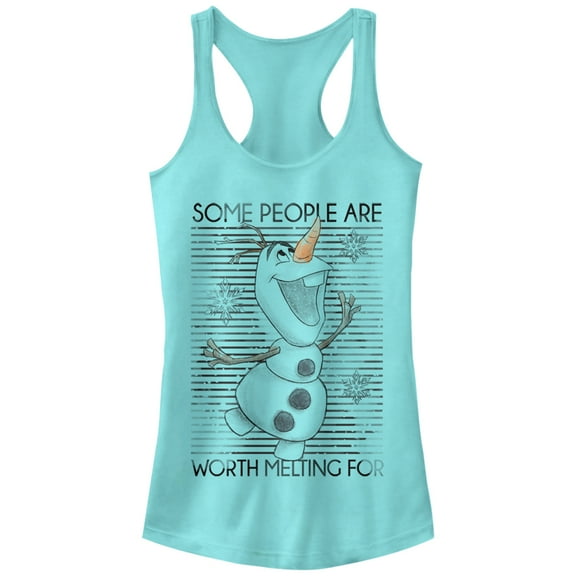 Junior's Frozen Olaf Worth Melting For Racerback Tank Top Cancun Medium