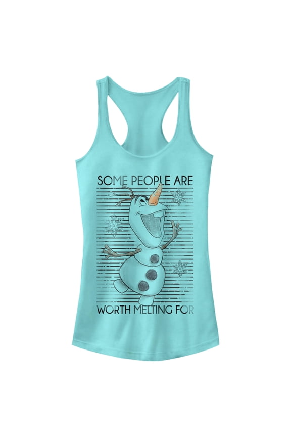 Junior's Frozen Olaf Worth Melting For Racerback Tank Top Cancun Medium