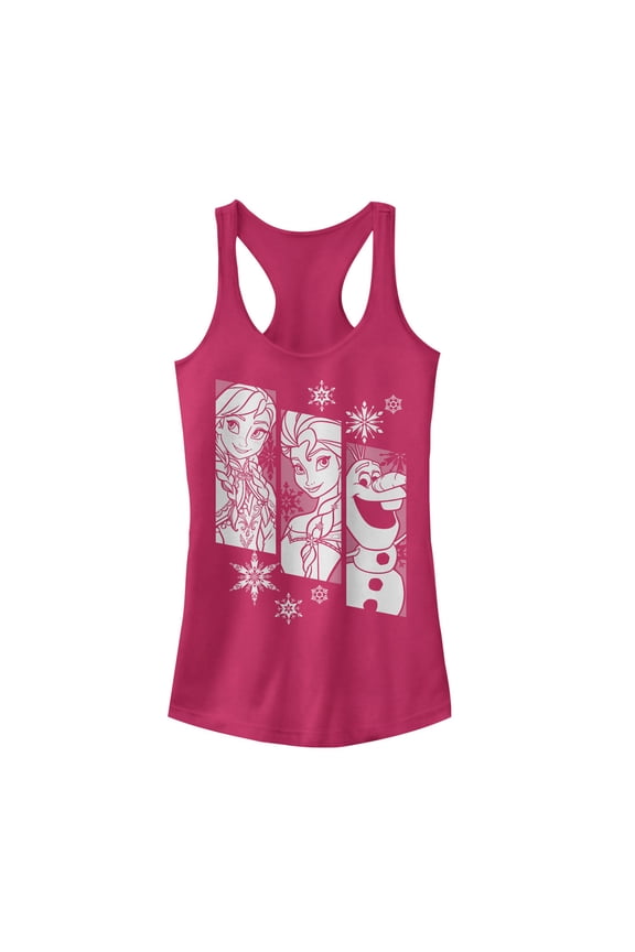 Junior's Frozen Trio Racerback Tank Top Dark Pink 2X Large