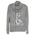 thumbnail image 1 of Junior's Frozen Ugly ChristmasOlaf Sven Cowl Neck Sweatshirt Gray Heather 4X Large, 1 of 3