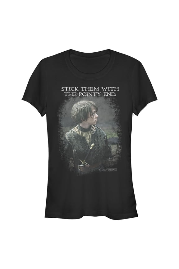 Junior's Game of Thrones Arya Pointy End  Graphic Tee Black Large