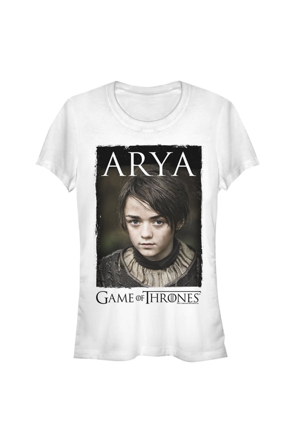 Junior's Game of Thrones Arya Portrait  Graphic Tee White Large