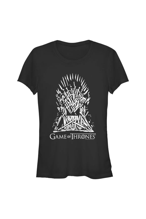 Junior's Game of Thrones Black and White Iron Throne  Graphic Tee Black Small