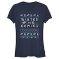 thumbnail image 1 of Junior's Game of Thrones Christmas Winter is Coming Sweater  Graphic Tee Navy Blue Large, 1 of 3