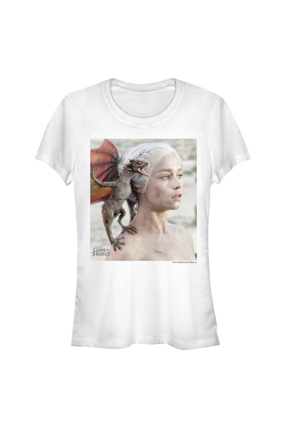Junior's Game of Thrones Daenerys Born From Fire Graphic Tee White Medium