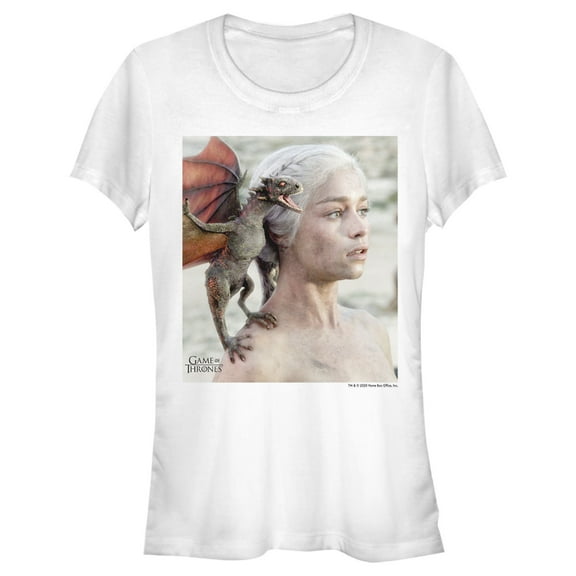 Junior's Game of Thrones Daenerys Born From Fire  Graphic Tee White Small