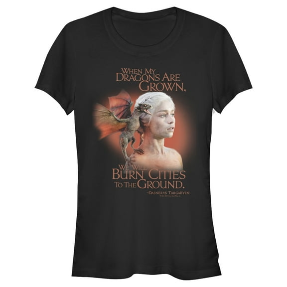 Junior's Game of Thrones Daenerys Burn Cities Graphic Tee Black X Large