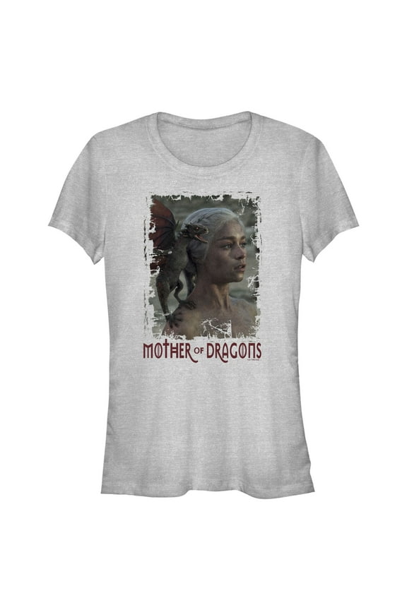 Junior's Game of Thrones Daenerys Mother of Dragons Photo Graphic Tee Athletic Heather Medium
