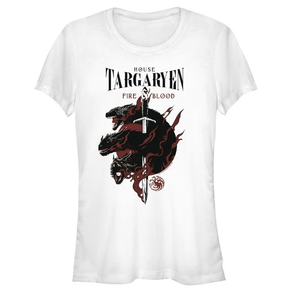 Junior's Game of Thrones House Targaryen's Dragons Graphic Tee White X Large