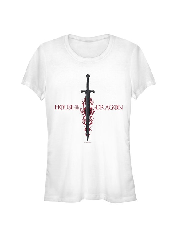Junior's Game of Thrones: House of the Dragon Flaming Sword Logo Graphic Tee White Large