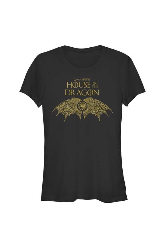 Junior's Game of Thrones: House of the Dragon Intricate Dragon Wings Logo Graphic Tee Black Medium