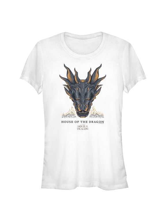 Junior's Game of Thrones: House of the Dragon Skull of the Dragon Flames Graphic Tee White X Large