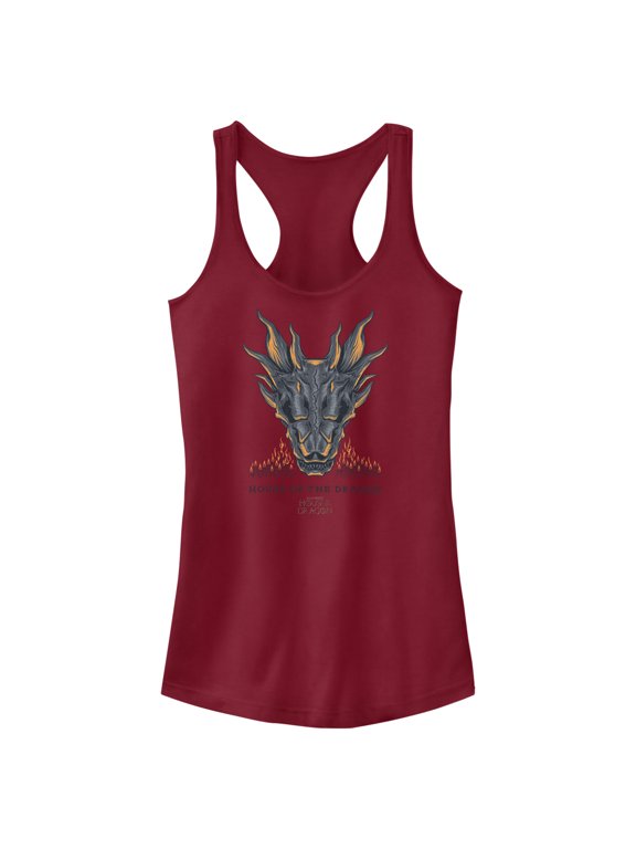 Junior's Game of Thrones: House of the Dragon Skull of the Dragon Flames Racerback Tank Top Scarlet Large