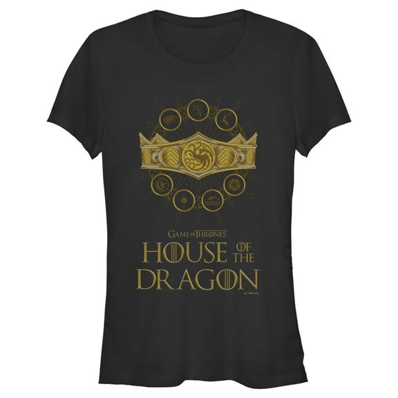 Junior's Game of Thrones: House of the Dragon Targaryen Crown Logo  Graphic Tee Black Small