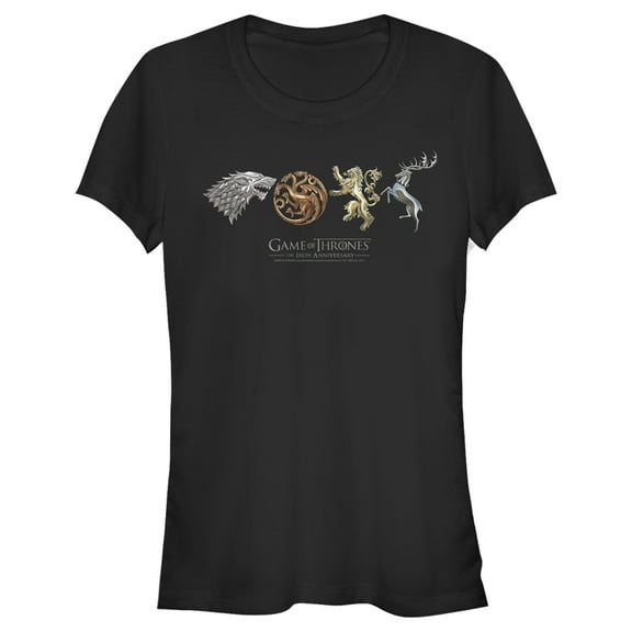 Junior's Game of Thrones Iron Anniversary Metal Crests  Graphic Tee Black Medium