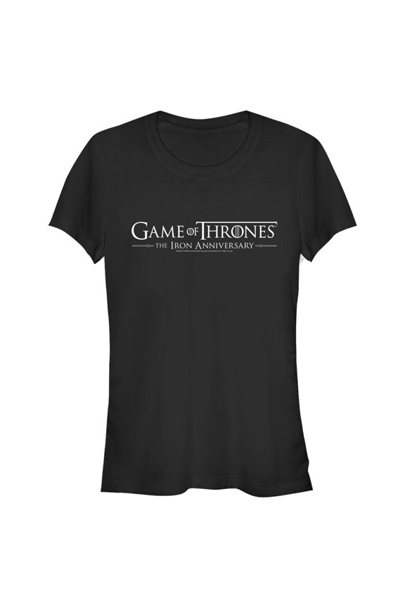 Junior's Game of Thrones Iron Anniversary Small White Logo Graphic Tee Black Small