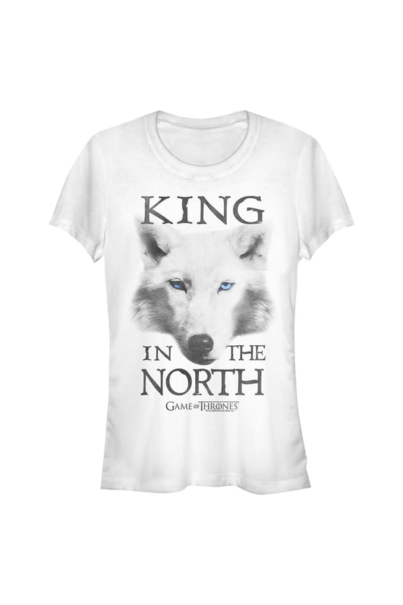 Junior's Game of Thrones King in the North Direwolf Graphic Tee White Small