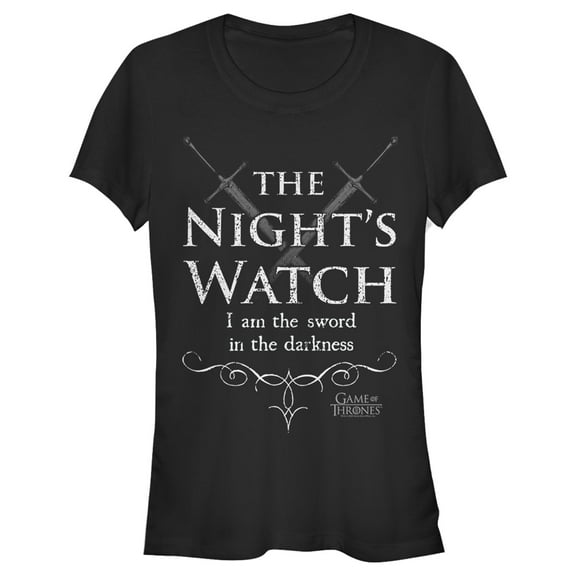 Junior's Game of Thrones Night's Watch Motto  Graphic Tee Black Medium