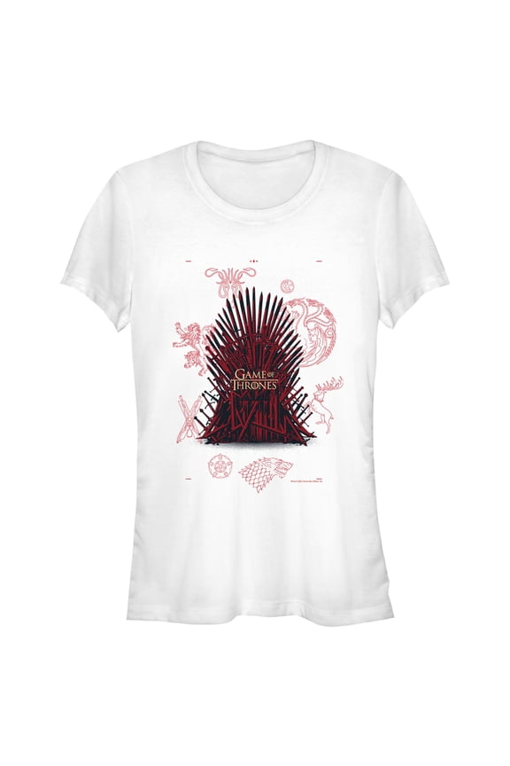 Junior's Game of Thrones Red Iron Throne in Sigils Graphic Tee White 2X Large