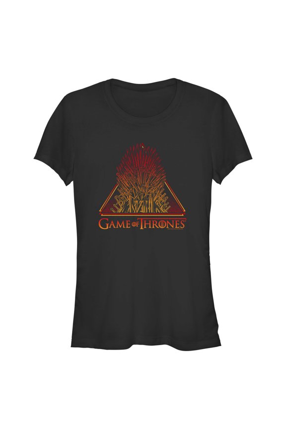Junior's Game of Thrones Red and Yellow Iron Throne Graphic Tee Black Medium