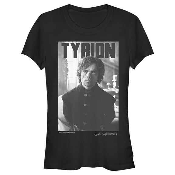 Junior's Game of Thrones Tyrion Grayscale Frame  Graphic Tee Black Large
