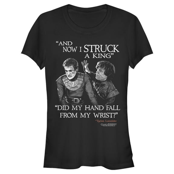 Junior's Game of Thrones Tyrion Strikes A King  Graphic Tee Black 2X Large