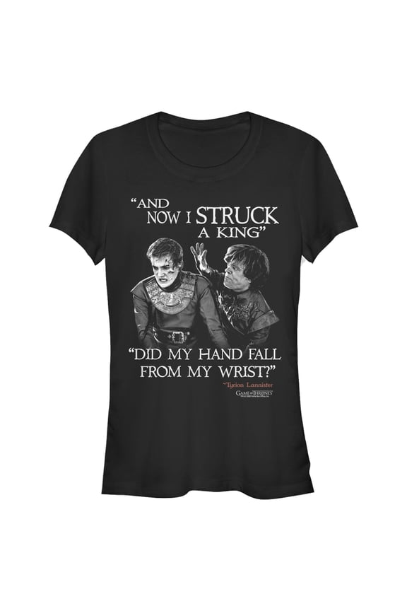 Junior's Game of Thrones Tyrion Strikes A King  Graphic Tee Black Large
