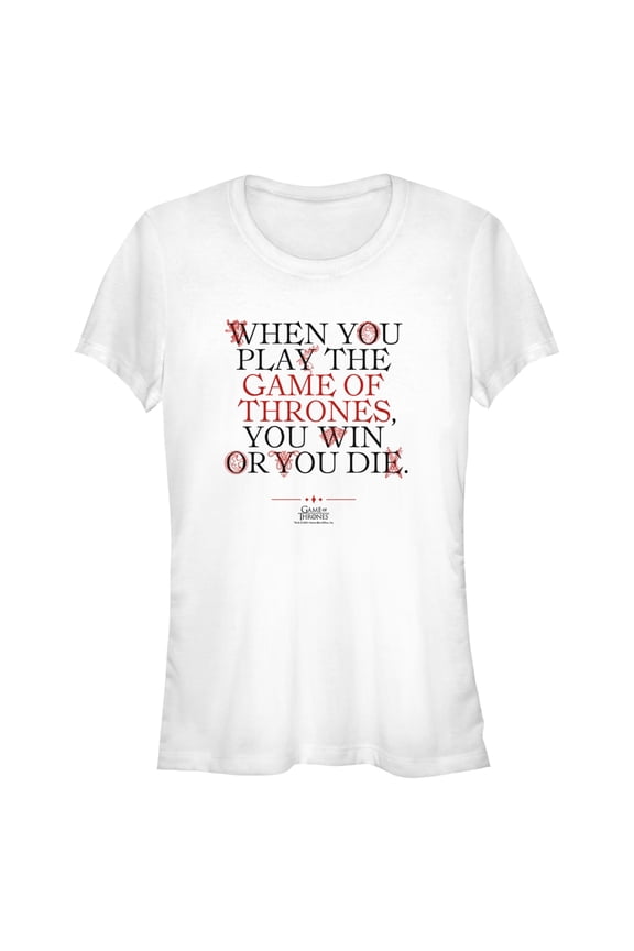 Junior's Game of Thrones You Win or You Die in Sigils Graphic Tee White Large