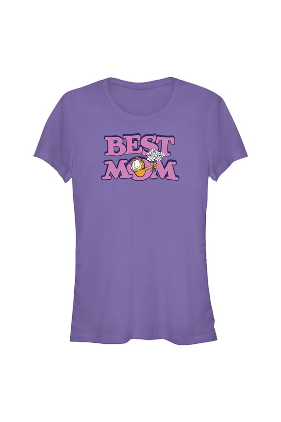 Junior's Garfield Best Mom Floral Cat Graphic T-Shirt