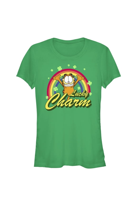 Junior's Garfield St. Patrick's Day Lucky Charm Graphic T-Shirt