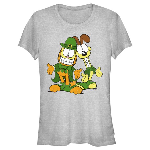 Junior's Garfield St. Patrick's Day Odie and Garfield Leprechaun Duo Graphic T-Shirt