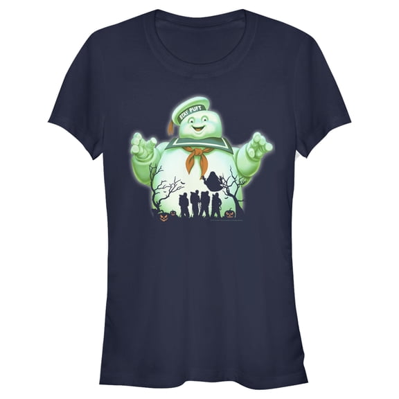 Junior's Ghostbusters Halloween Stay Puft Marshmallow Man Graphic Tee Navy Blue X Large