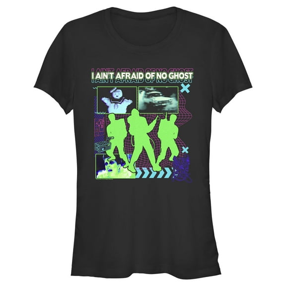 Junior's Ghostbusters Neon I Ain’t Afraid of No Ghost  Graphic Tee Black Medium