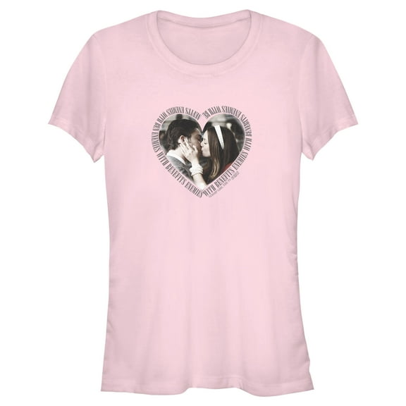 Junior's Gossip Girl Blair and Chuck Heart Kiss Graphic Tee Light Pink Small