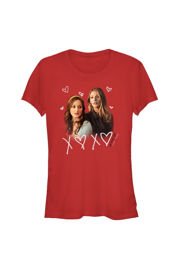 Junior's Gossip Girl Blair and Serena XOXO Graphic Tee Red Medium