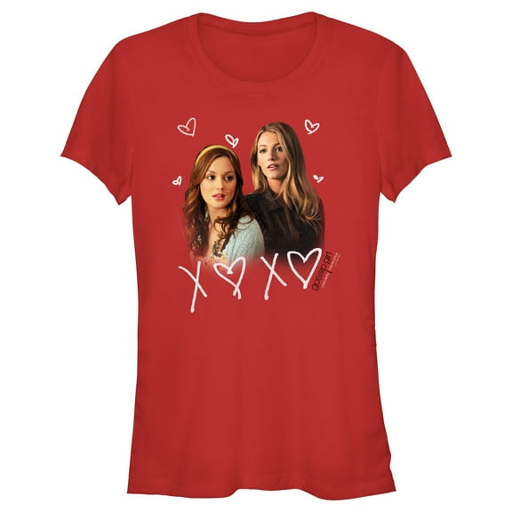 Junior's Gossip Girl Blair and Serena XOXO Graphic Tee Red X Large