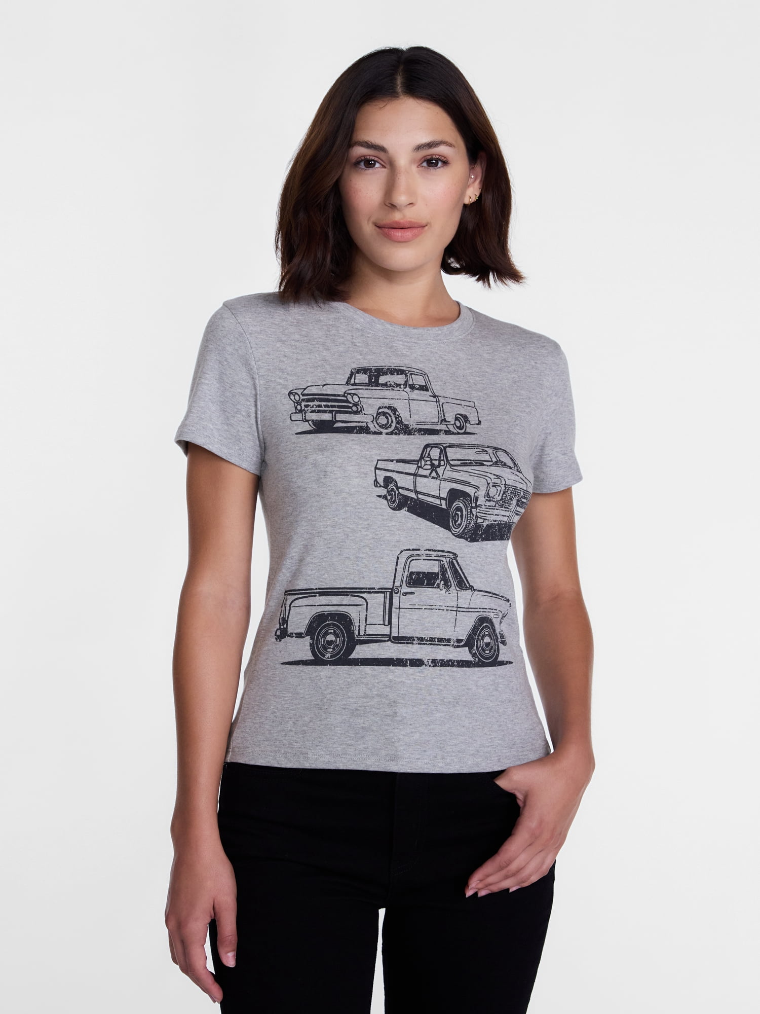 Junior's Graphic Baby Tee, Texas Trucks, Sizes XXS-XXL