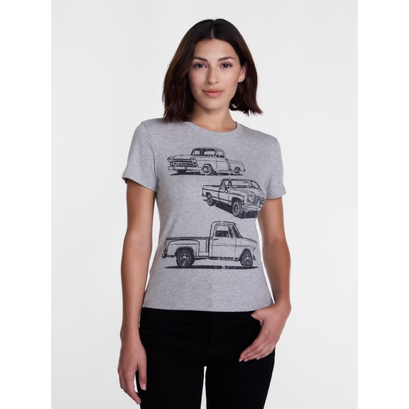 Junior's Graphic Baby Tee, Texas Trucks, Sizes XXS-XXL