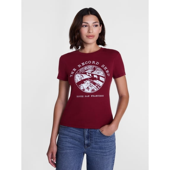 Women's Graphic Baby Tee, The Record Shed, Sizes XXS-XXL