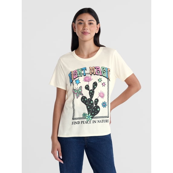 Magic Storage Design Night Magic Women’s Graphic Tee with Short Sleeves, Sizes XXS-XXL ...