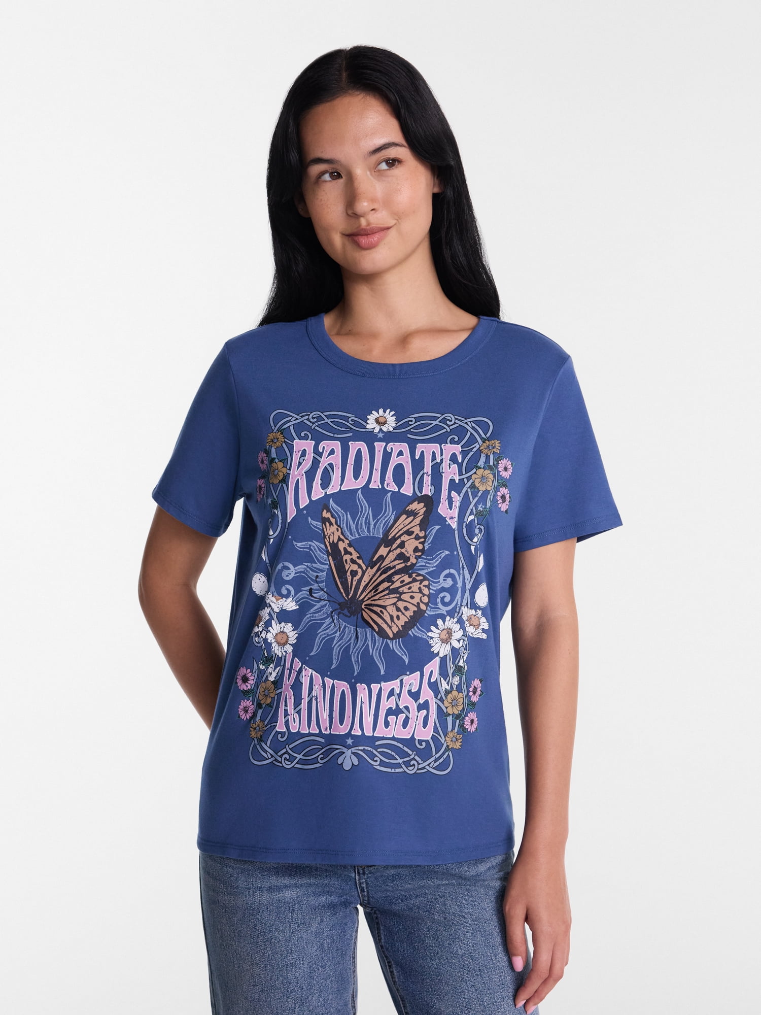 Women's Kindness Graphic Tee with Short Sleeves, Sizes XXS-XXL
