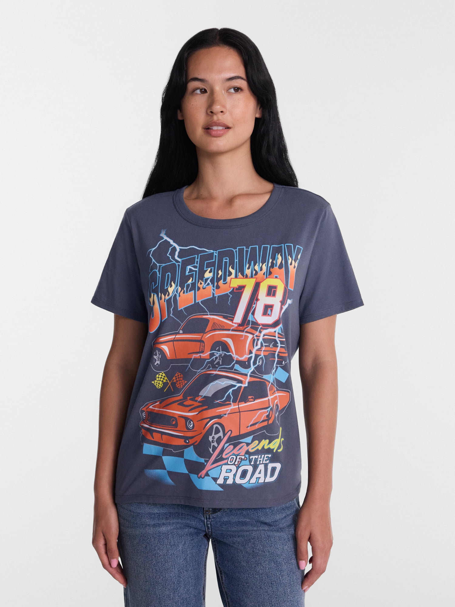 Women's Speedway Legends Graphic Tee with Short Sleeves, Sizes XXS-XXL