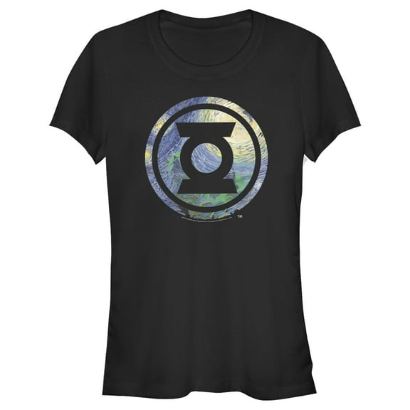 Junior's Green Lantern Starry Night Lantern Logo Graphic T-Shirt