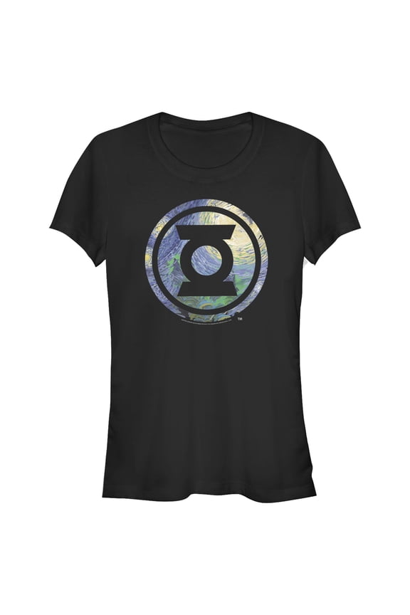 Junior's Green Lantern Starry Night Lantern Logo Graphic T-Shirt