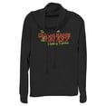 thumbnail image 1 of Junior's Guardians of the Galaxy Holiday Special Red and Green Logo Cowl Neck Sweatshirt Black Small, 1 of 4
