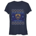 thumbnail image 1 of Junior's Guardians of the Galaxy Holiday Special Ugly Christmas Sweater Graphic Tee Navy Blue Small, 1 of 3
