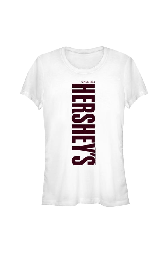 Junior's HERSHEY'S Vertical Logo Graphic Tee White Medium