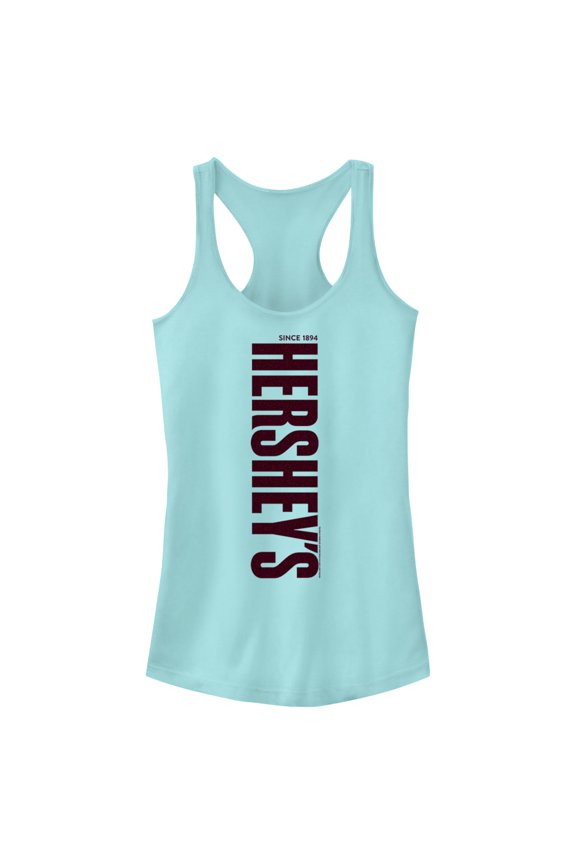 Junior's HERSHEY'S Vertical Logo Racerback Tank Top Cancun Small