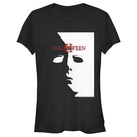 Junior's Halloween II Michael Myers Mask Poster  Graphic Tee Black Small