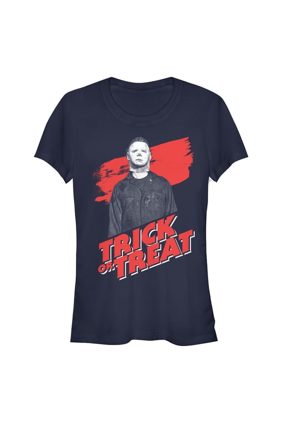 Junior's Halloween II Michael Myers Trick or Treat Graphic Tee Navy Blue 2X Large
